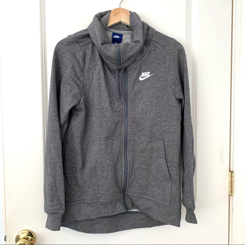 Nike Heather Gray Funnel Zip Logo Jacket